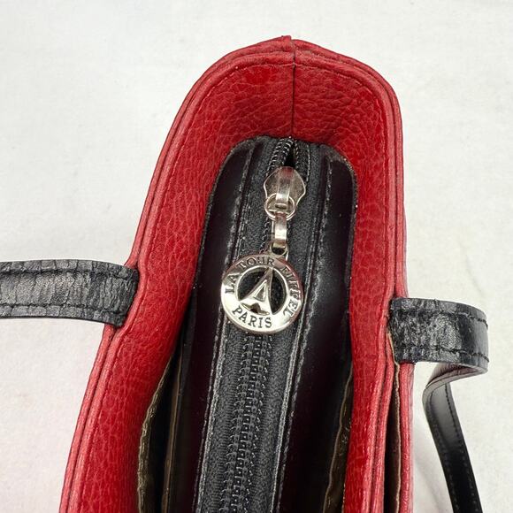Vintage La Tour Eiffel Paris Red Leather Shoulder Bag - Picture 3 of 12